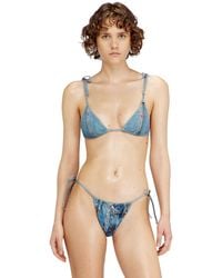 DIESEL - Triangle Bikini Top With Denim Trompe L'Oeil - Lyst