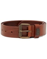 DIESEL - 3.5 Cm Leather Belt With Branded Metal Buckle - Lyst