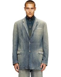 DIESEL - Chaqueta Modelo Blazer En Denim De Espiga Con Efecto Sucio - Lyst