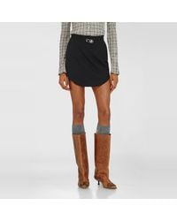 DIESEL - Wool-Blend Miniskirt With Oval D Plaque - Lyst