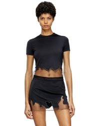 DIESEL - Nylon T-Shirt With Tulle Insert - Lyst
