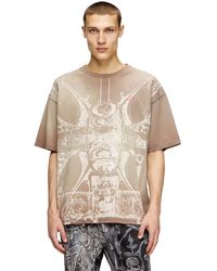 DIESEL - T-Shirt With Tonal Medieval Print - Lyst