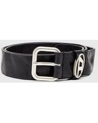 DIESEL - 3.9Cm Logo-Plaque Wrinkled Leather Belt - Lyst