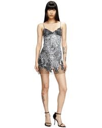 DIESEL - Nylon Mini Dress With Heraldic Print - Lyst