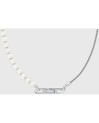 DIESEL - Sterling And Pearl Chain Necklace - Lyst