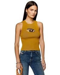 DIESEL - Cut-out Knit Top With Logo Plaque - Lyst