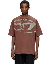 DIESEL - T-Shirt With Distressed Flocked Logo - Lyst