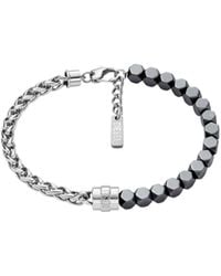 DIESEL - Bracelet En Acier Inoxydable Et Hématite Avec Perles - Lyst