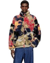 DIESEL - Teddy-Fleece Jacket With Graffiti Motif - Lyst