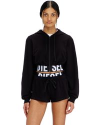 DIESEL - Cropped Hoodie With Logo Band - Lyst
