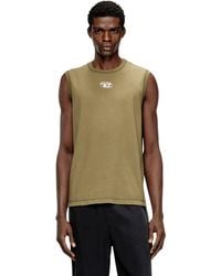 DIESEL - Cotton Tank Top With Metallic Oval D - Lyst