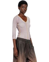 DIESEL - Ribbed V-Neck Jumper With Contrast Bands - Lyst