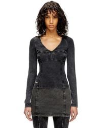 DIESEL - Long-Sleeve Top With Denim Effect - Lyst