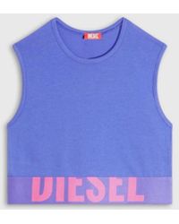 DIESEL - Cropped Tank Top With Cut-Off Logo - Lyst