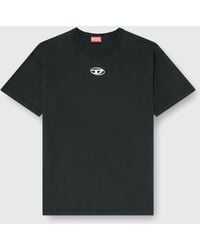 DIESEL - Light Cotton T-Shirt With Metallic Oval D Logo - Lyst