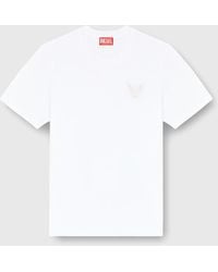 DIESEL - Cotton T-Shirt With Chest Logo Motif - Lyst