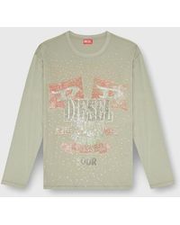 DIESEL - Long-Sleeve T-Shirt With Concert Graphics And Crystals - Lyst