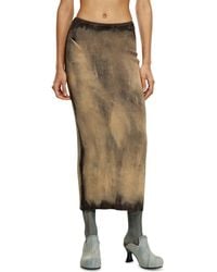 DIESEL - Midi Skirt In Treated Ribbed Knit - Lyst