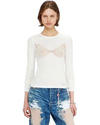 DIESEL - Top With Devoré Lace Effect - Lyst