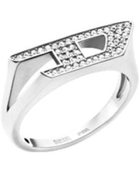 DIESEL - Stainless Steel Glitz Signet Ring - Lyst