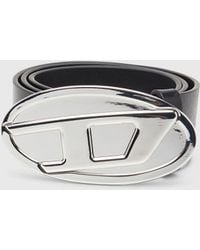 DIESEL - 4Cm Leather Belt With Oval D Plaque - Lyst