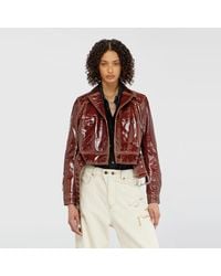 DIESEL - Patent-Leather Jacket With Large Belt - Lyst