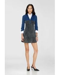 DIESEL - Rib-Knit Mini Dress With Two-Tone Denim Effect - Lyst