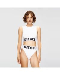 DIESEL - Cropped Tank Top With Cut-Off Logo - Lyst