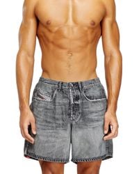 DIESEL - Swim Shorts With Denim Trompe L'Oeil Print - Lyst
