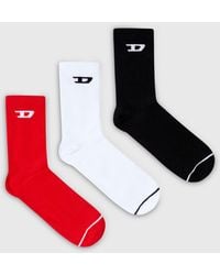 DIESEL - Three-Pack Ribbed Socks With D Logo - Lyst
