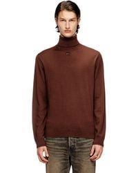 DIESEL - Jersey De Lana Con Cuello Alto Y Logotipo Recortado - Lyst