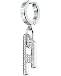 DIESEL - Stainless Steel Glitz D Drop Earring - Lyst