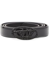 DIESEL - 2 Cm Leather Belt With Crystal Buckle - Lyst