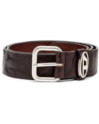 DIESEL - 3.9Cm Logo-Plaque Wrinkled Leather Belt - Lyst
