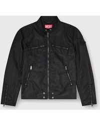 DIESEL - Nylon Jacket With Quilted Shoulders And Zip Pockets - Lyst