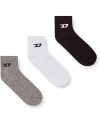 DIESEL - Three-Pack Ankle Socks With D Logo - Lyst