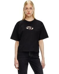 DIESEL - Boxy T-shirt With Cut-out Oval D Logo - Lyst