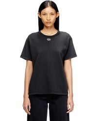 DIESEL - Cotton T-Shirt With Metallic Oval D - Lyst