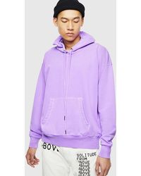 DIESEL S-alby-fluo Neon Hoodie In With Logo Embroidery - Purple