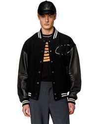 DIESEL - Varsity Bomber Jacket In Wool And Leather - Lyst