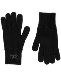 DIESEL - Wool Blend Gloves With Embroidered Logo - Lyst
