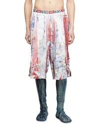 DIESEL - Floral Shorts With Cracked Over-Print - Lyst