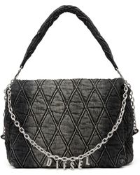 DIESEL - Charm-d L-large Shoulder Bag In Quilted Denim - Lyst