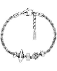 DIESEL - Stainless Steel Charm Bracelet - Lyst