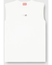 DIESEL - Cotton Tank Top With Metallic Oval D - Lyst