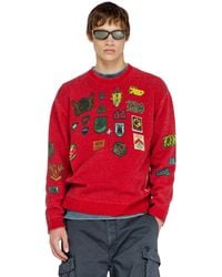 DIESEL - Wool Jumper With Printed Patches - Lyst