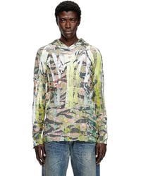 DIESEL - Camo Hooded Top With Cracked Over-Print - Lyst