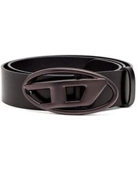 DIESEL - 3.9Cm Leather Belt With Metallic Oval D Buckle - Lyst
