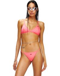 DIESEL - Top bikini fluo con logo D - Lyst