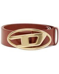 DIESEL - 4 Cm Leather Belt With Oval D Buckle - Lyst